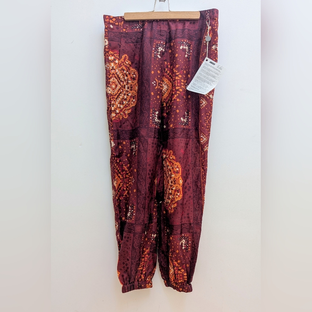 Ba&sh Burgundy Bohemian Silk Pants Travel Beach Featival